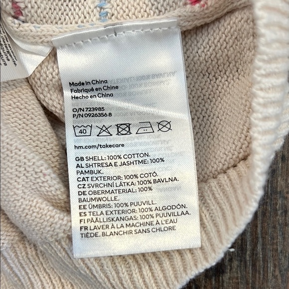 H&M Cream Pullover Sweater with Polka Dots and Long Sleeves - Picture 9 of 10